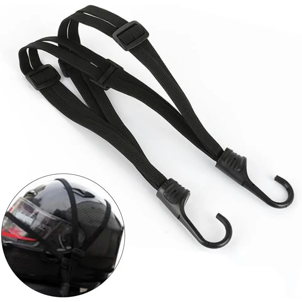 Universal Motorcycle Helmet Luggage Rope, Adjustable Rope, Motorcycle Bungee Cord Bandage, Retractable Elastic Durable Versatile Securing Strap for Helmet Luggage Hook Polyester Rope