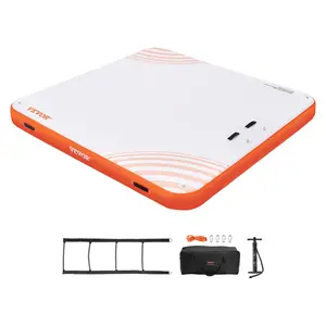 【Summervibes】VEVOR Inflatable Floating Dock, 10 x 10FT Inflatable Dock Platform, Non-Slip Water Floating Dock Mat with Portable Carrying Bag & Detachable Ladder, Floating Platform Island Raft for Pool Beach Ocean