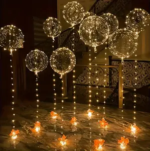 10/20 Pack LED Balloons, 20 Inches Light Up Balloons, Clear Helium Bobo Balloons, Glow Bubble With String Lights for Valentines Day, Halloween, Christmas, Wedding, Birthday Party Decoration