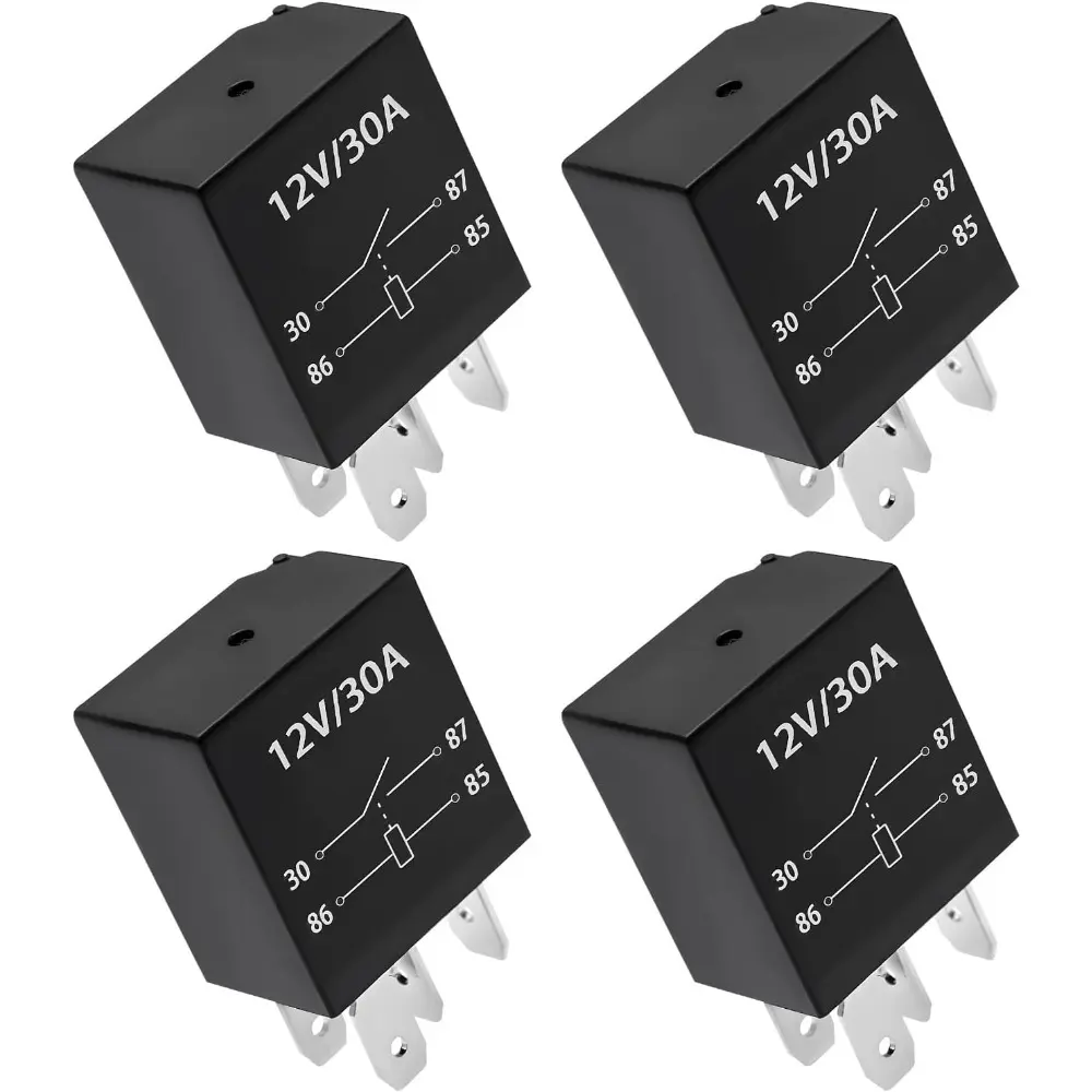 4-Pack 4 Pin 12V 30A Heavy Duty Stable Relays, Waterproof Automotive Standard Relays, Universal Car Accessory Ideal for Car Lights and Accessories