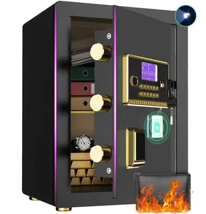 TnTants 3.3 Home Digital Safe Box with Double Security Alarm System Combination Lock Adjustable Shelf Fireproof Document Bag for Office Hotel