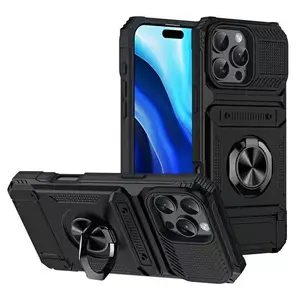 Military-Grade Magnetic MagSafe Smartphone Case with Metal Ring Holder, Wireless Charging Compatibility, Plastic Casing for iPhone 11,12,13,14,15,16,17 Pro Max (Outdoor Use)