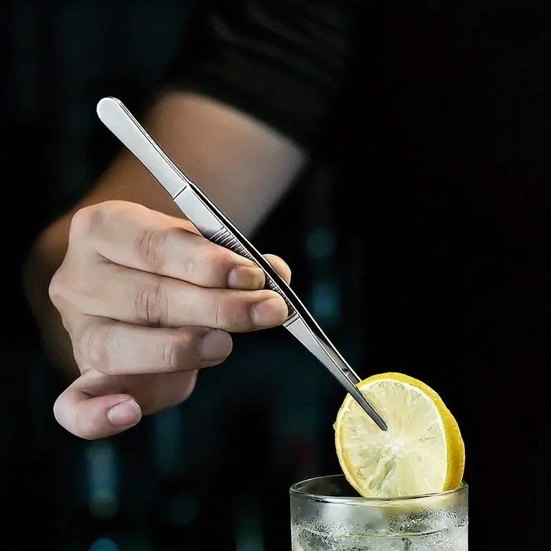 Stainless Steel Toothed Tweezers, Long Handle Bar Cocktail Tool Clip, Mint Leaf Ice Clip, Tea Clip, Tea Accessories, Kitchen, Bar Gadget