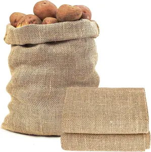 2 PCS Burlap Sack - 18.5" x 27.5" Burlap Bags for Plants High Density Natural Jute Bag of Potatoes Plant Grow Bags with Rope Potato Sacks Race Bags Potato Storage,Multipurpose