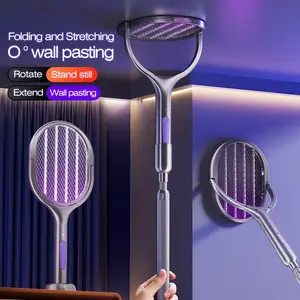 Foldable Electrical Mosquito Swatter with Rotating Head, 6-in-1 Rechargeable Insect Zapper with Mosquito Light for Indoor & Outdoor Use, Electronic Mosquito Zapper