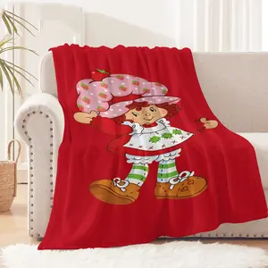 Soft Funny Throw Blanket S-Strawberry Pink Shortcake Throw Camping Chair Picnic Blanket Fluffy Plaid Blankets For Decorative Sofa Portable King Lid Downy