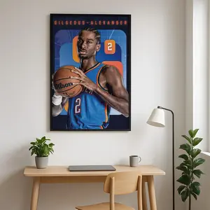 Shai G-Alexander Poster, OKC Thunder Prints, Basketball Decor, Basketball Wall Art, Sports Gift, Basketball Gift Poster (UNFRAMED)