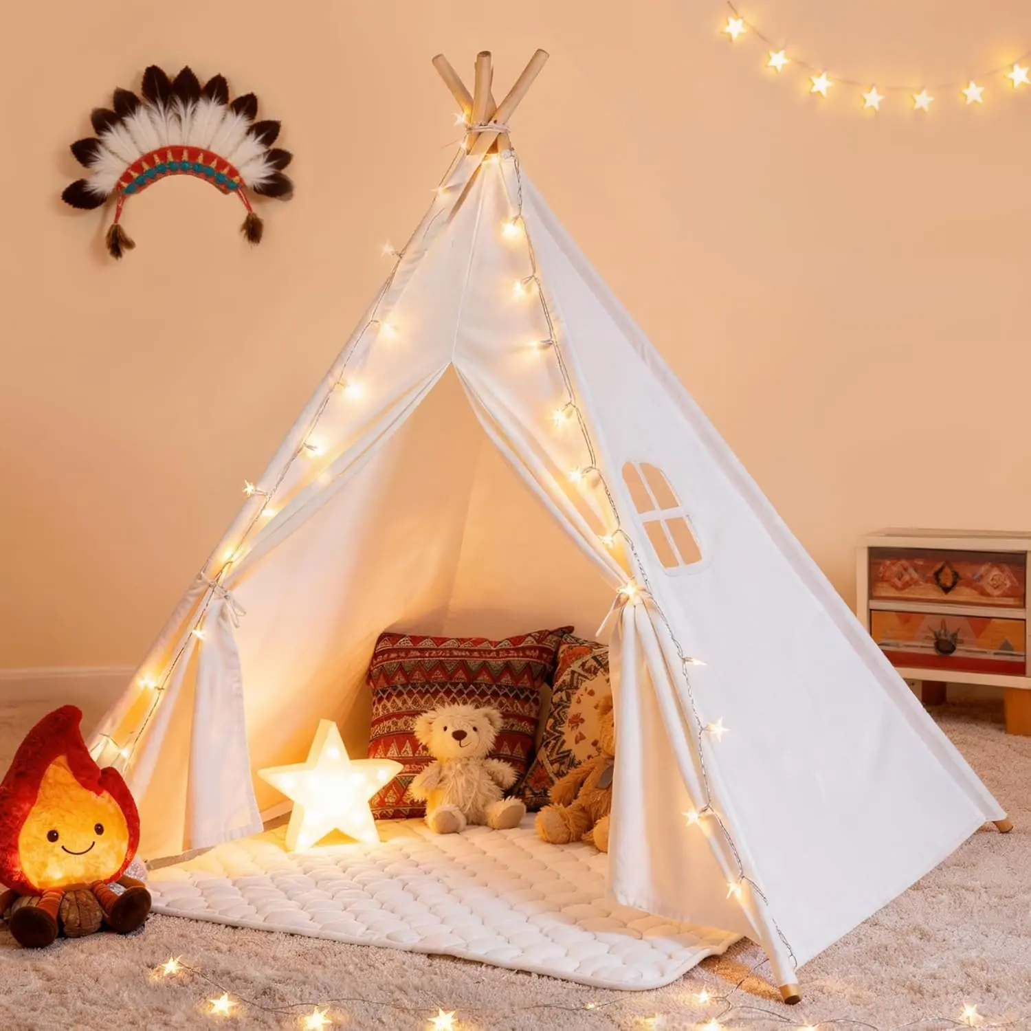 Halloween Fall Gift   Kids Teepee Tent for Kids, Kid Play Tents for Girls & Boys, Gifts Playhouse for Indoor Outdoor Games, Toddler Toys House for Baby (Tee Pee for Child)