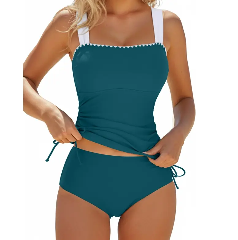 Blooming Jelly Womens Tankini Swimsuits Tummy Control Two Piece Wide Straps Black Swim Suit Ruched Stitch Bathing Suits Swimmingsuit #SwimWeek #Summervibes