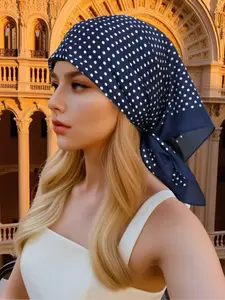 Retro Bordeaux Polka Dot Square Scarf, Fashionable and Versatile, Silky Thin Texture, Elegant Women's Headscarf, Scarf Head Wrap, Turban, Hair Accessories