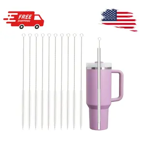 Straw Cleaner Brush for Stanley, 10Pcs Reusable Extra Long Straws Cleaning Brush for 14oz 20oz 30oz 40oz