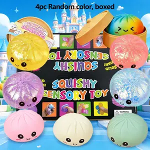 4pc Cute expression big bun decompression toy, relieves anxiety, dough decompression toy, soft TPR material, decompression artifact, unboxing surprise, holiday gift creativity, cute desktop accessories for office workers, Kawaii Squishies