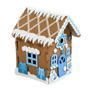 3 3/4" x 5 3/4" 3D Hanukkah Gingerbread House Foam Craft Kit - Makes 12