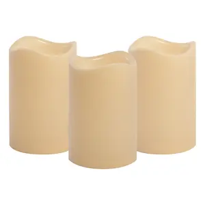 LumaBase Battery-Operated LED Pillar Candle Lights, Plastic, Amber Glow, 3 AAA Batteries Required, All Seasons Indoor Lighting for Home Improvement