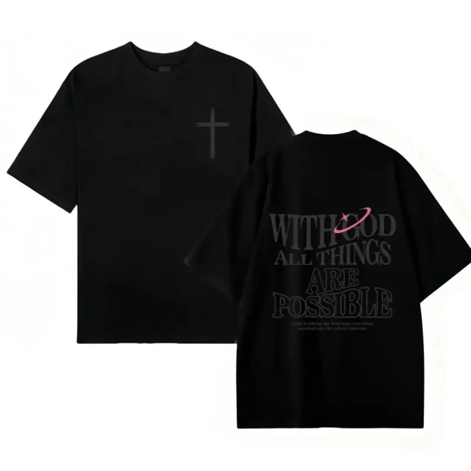 Men S Casual Cotton T-shirt featuring With God All Things Are Possible Matthew 26 41 Quote Loose Fit Black with White Lettering High Quality Fabric Ideal for Summer Perfect Holiday Gift