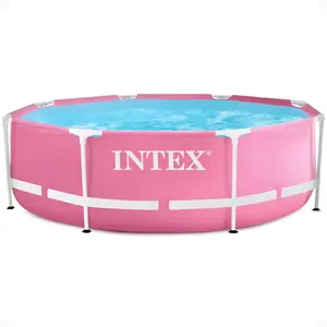 Intex 28290EH 8ft x 30in Round Metal Frame Above Ground Swimming Pool Pink