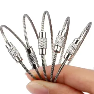 10Pcs Wire Rope Key Chain Stainless Steel Wire Keychain Carabiner Cable Key Ring Outdoor Hiking