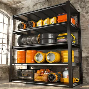 Garage Racking, Heavy Duty Industrial Organiser Racking, 5 Tier Adjustable Metal Storage Rack for Warehouses, Basements, Stores Organizational Unit Storage Racks (78“ H x 40” W x 20" D) Shelves