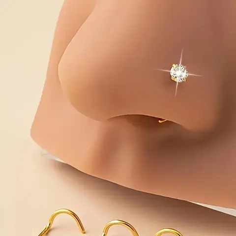 Nose Studs Set for Women, Hypoallergenic Stainless Steel Nose Studs, Nose Piercing Jewelry, Nose Ring Jewelry, Fashion Accessories for Women & Girls, Nose Rings Set, Body Jewellery