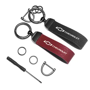 Car Keychain, For Chevrolet Car Keychain, Simple Design PU Leather Key Ring, Auto Accessories Interior, Car Key Holder, Car Decorative Items