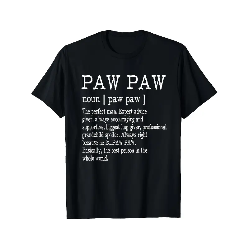 Menswear Short-Sleeve Round Neck Streetwear Top, Paw Paw Definition Grandpa Father's Day Gift for Men, Casual Crewneck T-Shirt
