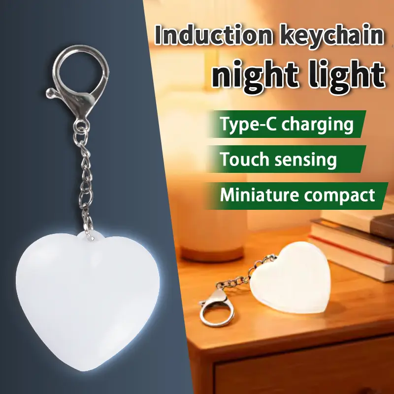 Heart-shaped LED lamp, touch-sensitive handbag lamp, keychain pendant, glowing gift heart-shaped night light Usb Powered Backlight Usb Rechargeable Lighting lava lamp lava lamp Usb Rechargeable Dimmable