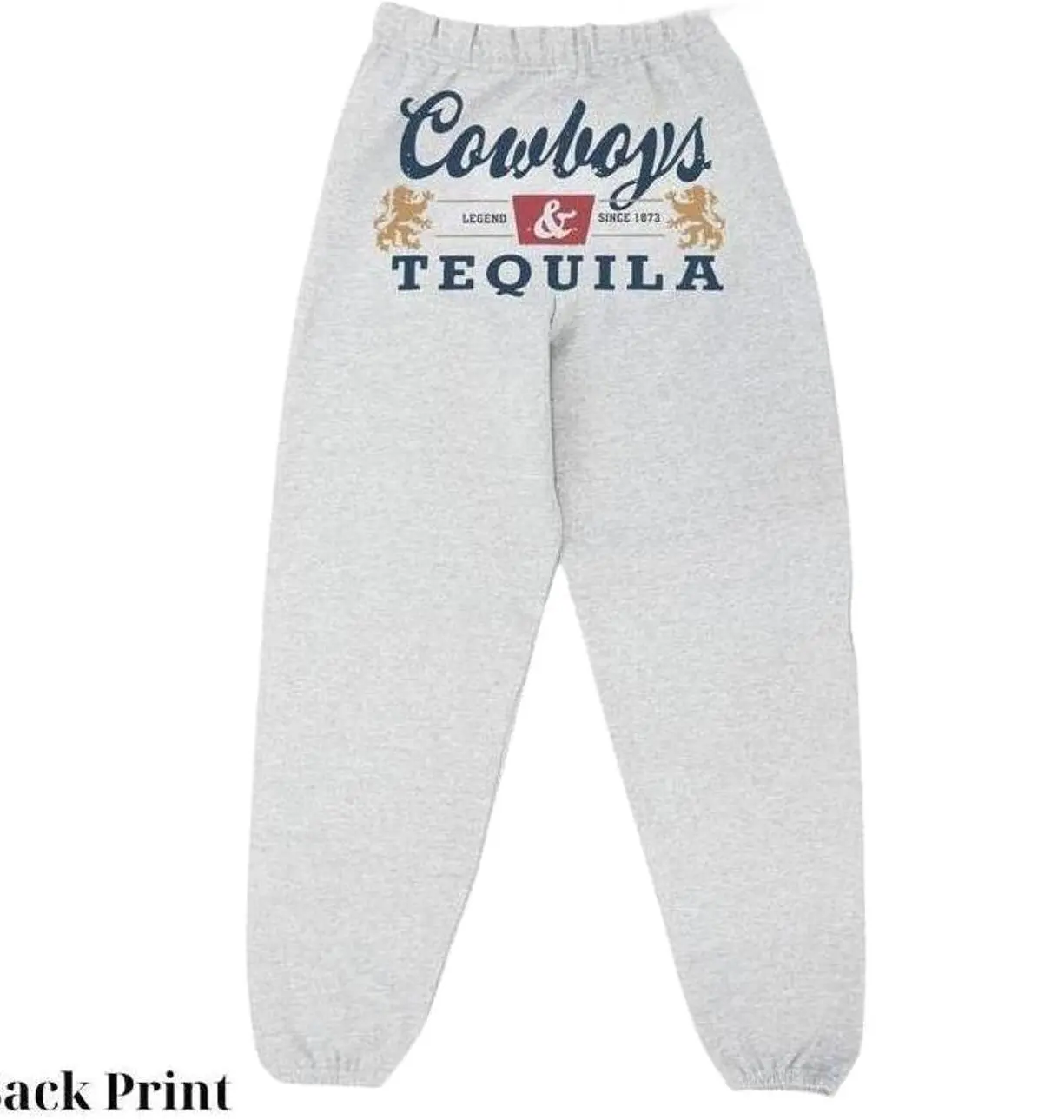 Y2K Unisex Sweatpants - Western Minimalist Style with Cowboy & Tequila Back Print, Soft Cotton Design for Running and Casual Sports - Trendy Unisex Cotton Graphic Casual Sweatpants, Gift For Men and Women, Trending Best Gift SS