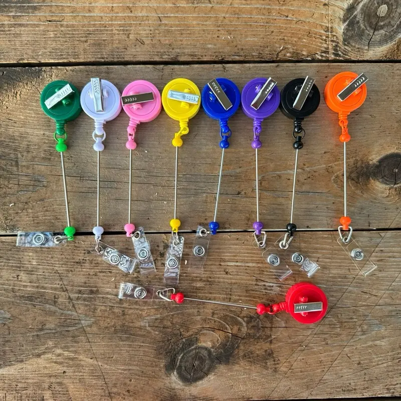 AC11 Id Badge Reels, 10-Piece Set with Alligator Clip and Belt Clip for Office Identification Supplies, Id Badge Reel