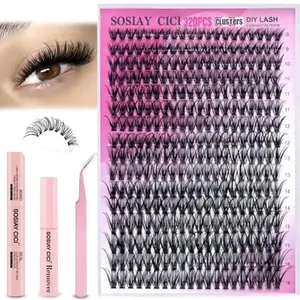 13K+ Sold 320PCS Lash Extension Kit, 40D D Curl Lash Clusters 9-16mm, DIY Individual Lashes with All Tools for Home Salon