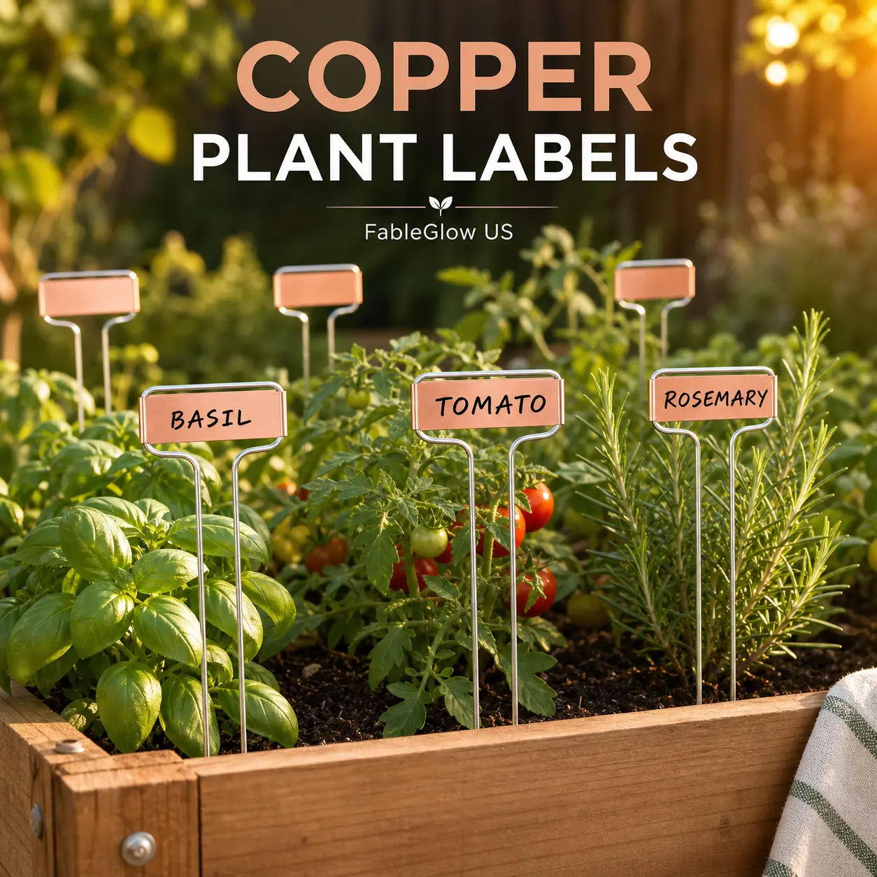 Reusable Copper Plant Tags with Waterproof Marker for Gardens, Herbs, Vegetables and Potted Plants – Bulk 20/40/80 Packs