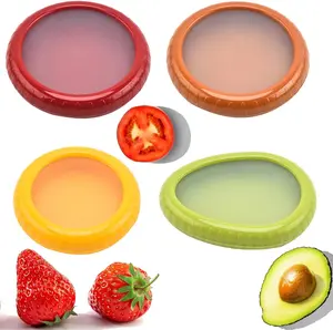 Set of 4 reusable fruit and veggie savers - ideal for avocados, tomatoes, apples, garlic, onions, and more
