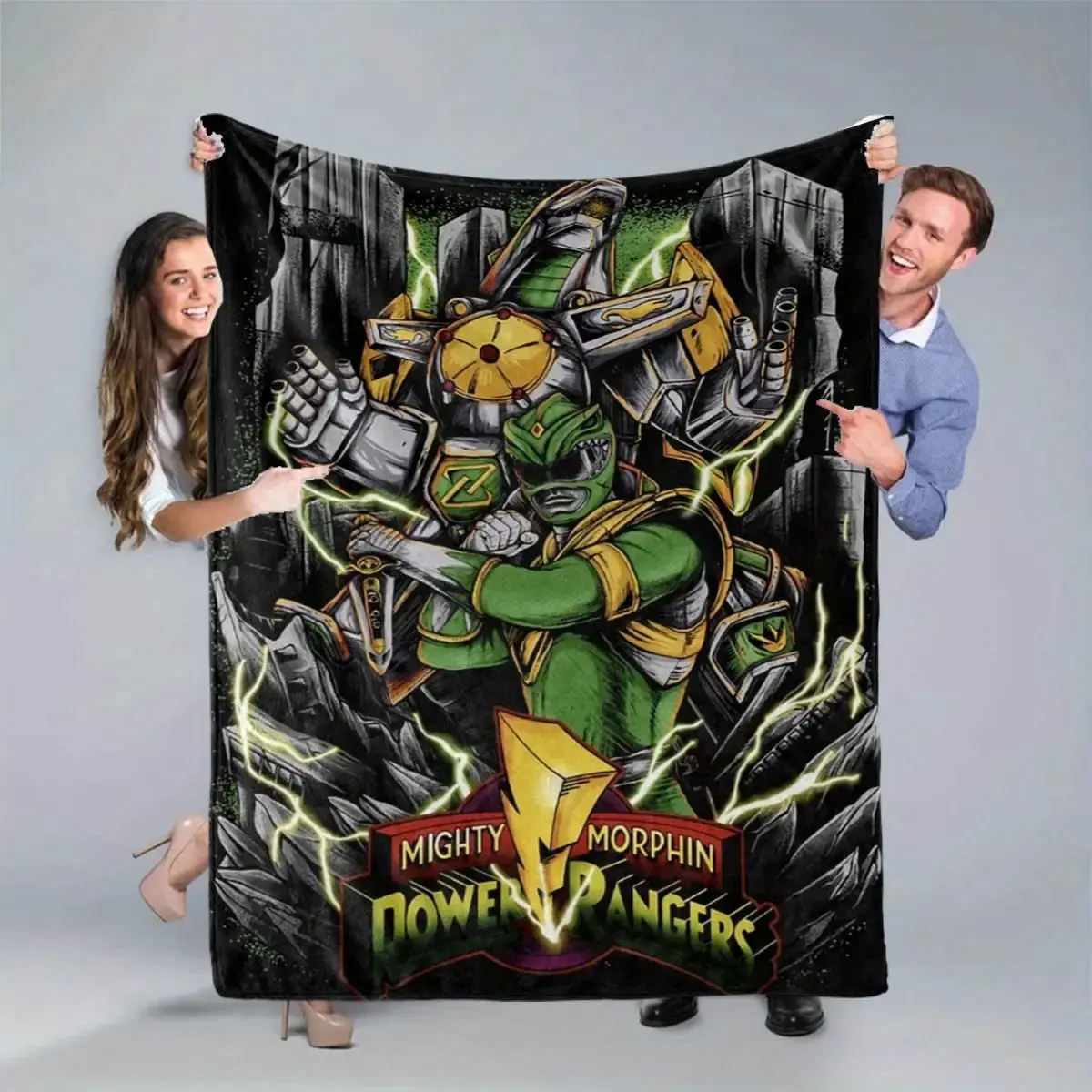 Power Rangers-Themed Flannel Throw Blanket - Soft, Comfortable All-Season Bedding for Sofa, Bedroom, Ideal Home Gift Item