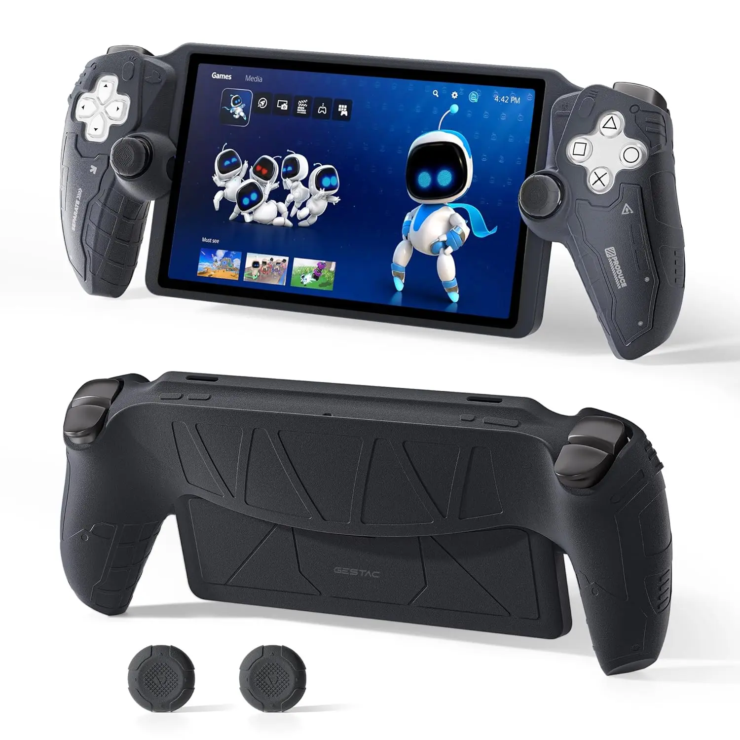 Geekshare GesTac Silicone Protective Case for PlayStation Portal Handheld Device, Anti-Fingerprint Soft Cover with Accessories - 2 Thumb Grips for PS Portal Protection & Resistance, Remote