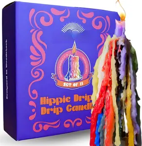 Hippie Drippy Drip Candles - Pack of 11 Dripping Taper Candles -  Bottle Melting Candles (1 of Each Color)