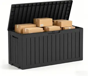 85 Gal Resin Mailbox & Storage Deck Box - Secure, Waterproof, UV-Resistant, Lockable Home Organizer Parcel Drop Box for Outdoor Porch, Patio - Black