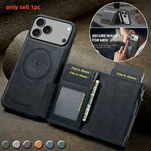Plain Leather Zipper Wallet Phone Case For iPhone 17E 17 Air 16E 16 Pro Max 15 Plus 14 13 12 11 Cards Cover Coque Etui Bag