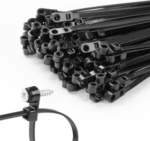 100 PCS 8 inch Black Zip Ties with Screw Hole 75lbs Mountable Head Heavy Duty Nylon Cable Ties Straps Multipurpose Secure Management