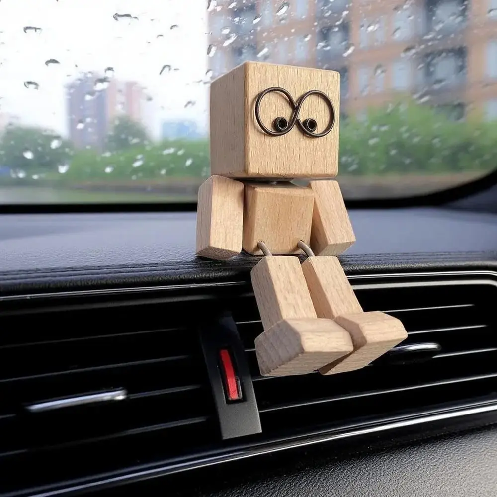 3.74in Wooden Shaking-Leg Fun Balance Doll Figurine, Car Desktop Decor, Perfect Gift for Desk, Office & Work Spaces