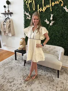 Creamy Flutter Sleeve Midi Dress