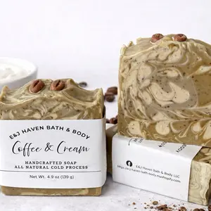E&J Haven Bath & Body Coffee & Cream Handcrafted Cold Process Soap 4.9 oz All Natural Soap Bar