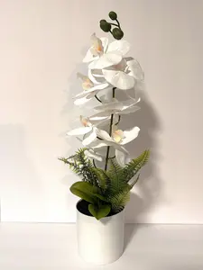 Artificial Flowers Potted Silk Orchid Faux Potted Flower Fake Phalaenopsis Decor silk orchid  artificial flowers  orchid centerpiece  faux potted flower