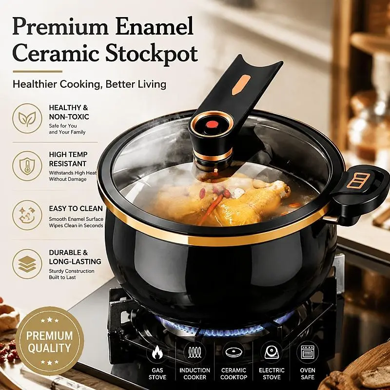 Banbers Non-Stick Micro Pressure Cooking Pot With Lockable Glass Lid, Steam Vent & Silicone Rim, , For Stovetop Cooking Pressure Cookers Induction Cookware Round