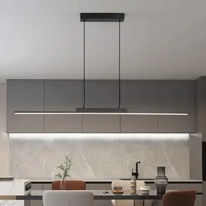 Modern detachable chandelier, linear chandelier, black aluminum, 80/100cm, three-color light, suitable for bar counter, dining table, wire type, Nordic tea room island counter chandelier