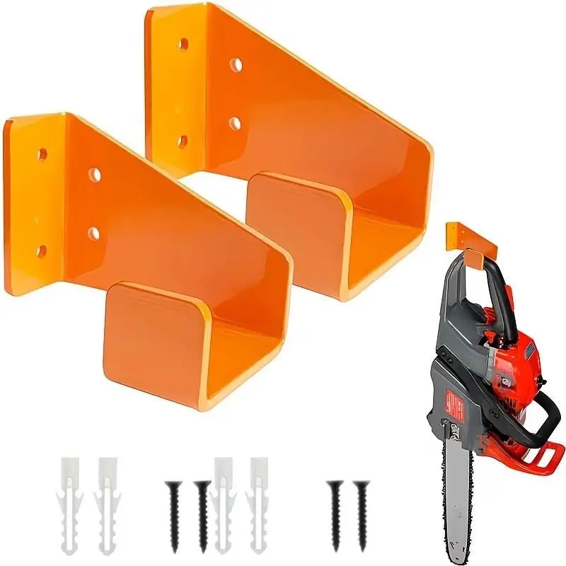 2-Pack Heavy-Duty Wall-Mounted Chainsaw Hangers with Anchors, Iron Material, Space-Saving Organizer for Garage, Workshop, Garden, Yard Tool Organizer, Tool Storage Organizer, Tool Organizers