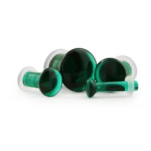 Emerald Green Glass Plugs - Single Flare