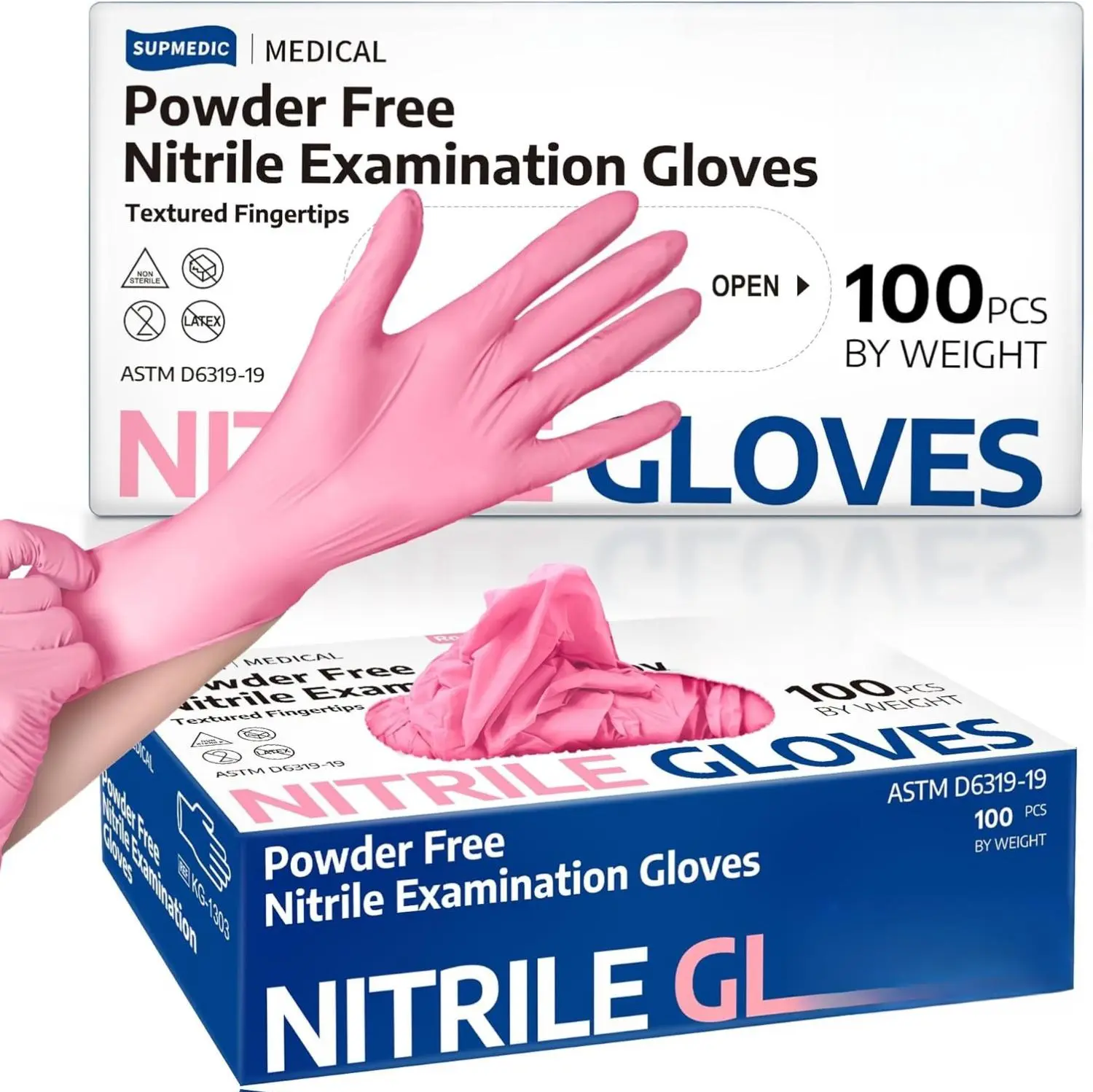 Medical Grade Nitrile Exam Gloves 3.5 Mil Powder-Free Latex-Free Disposable for Medical Cooking Esthetician Cleaning 100 Pcs Smooth Pack Pack