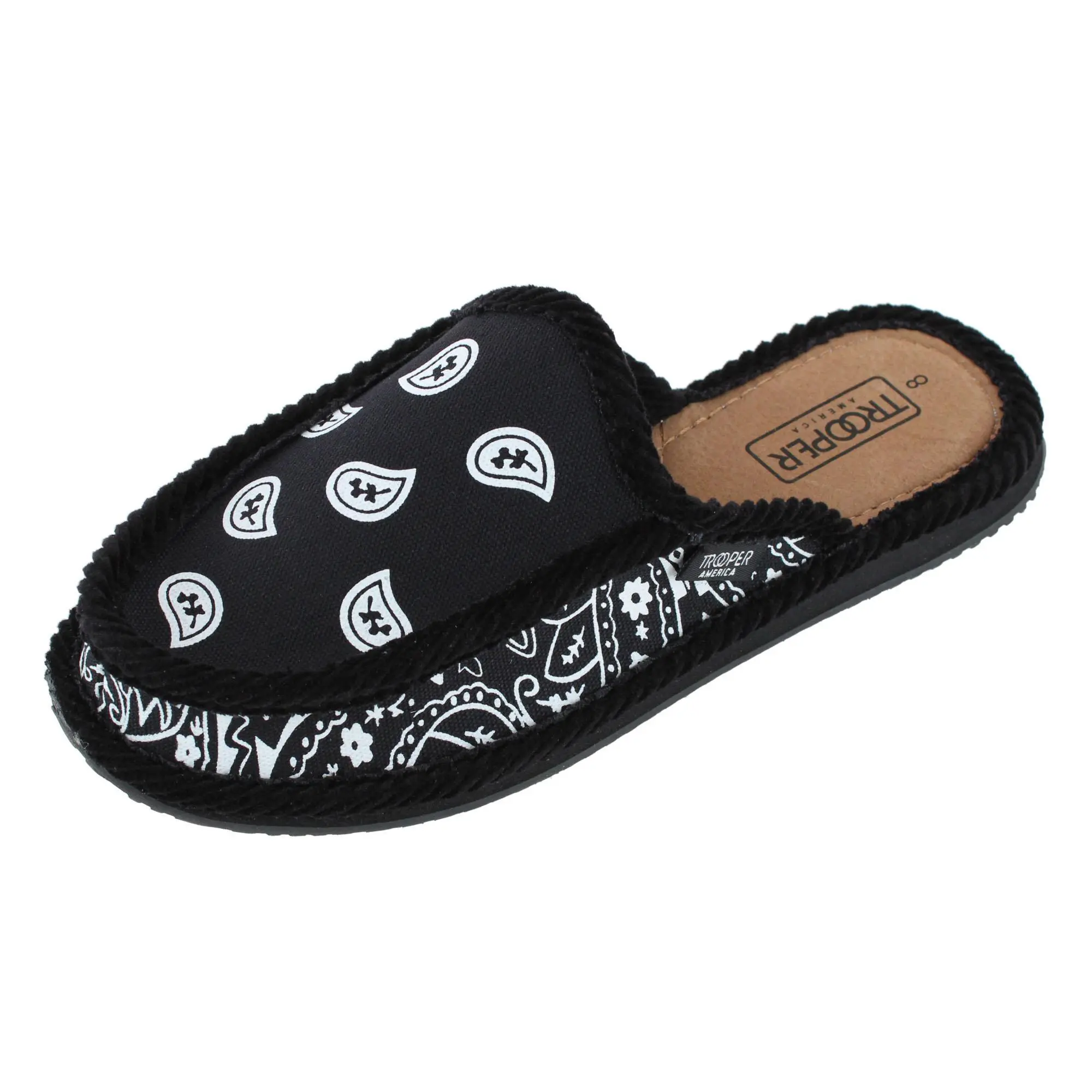 Trooper America Men's Open Back Bandana Print Slipper, Slippers, Bandana-Inspired, Durable Sole, Indoors, Outdoors, Cushioned, Footwear, Slide, Lightweight, Stylish, Casual Fashion Slippers