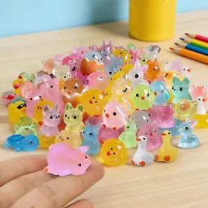 50PCS Random Mini Resin Animal Figurines, Glow in The Dark Tiny Animals, Cute Micro Landscape Ornaments for Fairy Garden, Terrarium & DIY Craft Decor