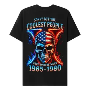 Royal Andree  Generation X Sorry But The Coolest People Were Born Between 1965-1980 Custom Year Skull T-shirt MADE IN USA