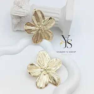 Yordy Textured Flower Earrings, Cherry Blossom, for women, 141k gold plating, high quality.